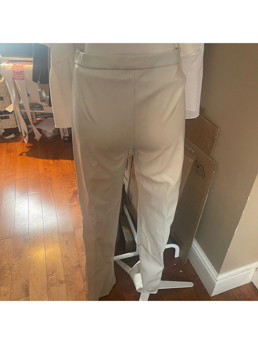 Women's Cream Two-Piece Pleather Set - Picture 9 of 12